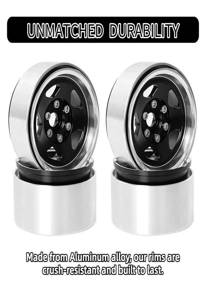 Gueiddi 1.9 beadlock Wheels, 4 pcs Aluminum RC Rim Set Wheel Hub for 1/10 RC Crawler Traxxas TRX4 SCX10 90046 SCX10 III AXI03007 TRX4 D90 (Five Models-Black) - Image 2